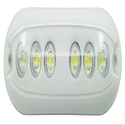 AquaIDEA Japan Made in Japan JB12W Transom Surface Mount Underwater LED Marine Light, 9-32V DC Epoxy Resin,IP68,10W, 900lm,2.8-4ft Transom Range, Underwater Marine led Light (White case, Green)