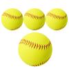 Oeab Sports Practice Softballs 4 Pack 12-Inch Yellow Softballs Unmarked Autograph Softball Official Size and Weight Softbal for Games, Practice, Training, Hitting, Pitching, Fielding view 1