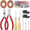 Lanties Glove Relacing Kit for Baseball or Softball Mitts Baseball Care Kit Include 2 Strips 78.74 inch Lace Drawstring Threader 4 Glove Locks 5 Lacing Tools with Box(Tan)