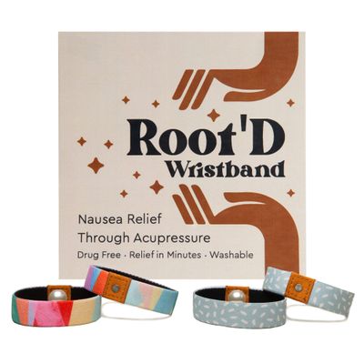 Root'd Anti Nausea Wristband | Motion Sickness Bands, Morning Sickness Relief - Sea Bands for Motion Sickness & Travel, Pregnancy Nausea Relief Band (Small (Rainbow + Dots))