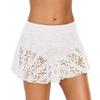 Womens Lace Crochet Skirted Bikini Coverup Net Hollow Out Beach Pants Sexy Swimsuit Flowy Cover Up Shorts White view 1
