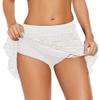 Womens Lace Crochet Skirted Bikini Coverup Net Hollow Out Beach Pants Sexy Swimsuit Flowy Cover Up Shorts White view 2