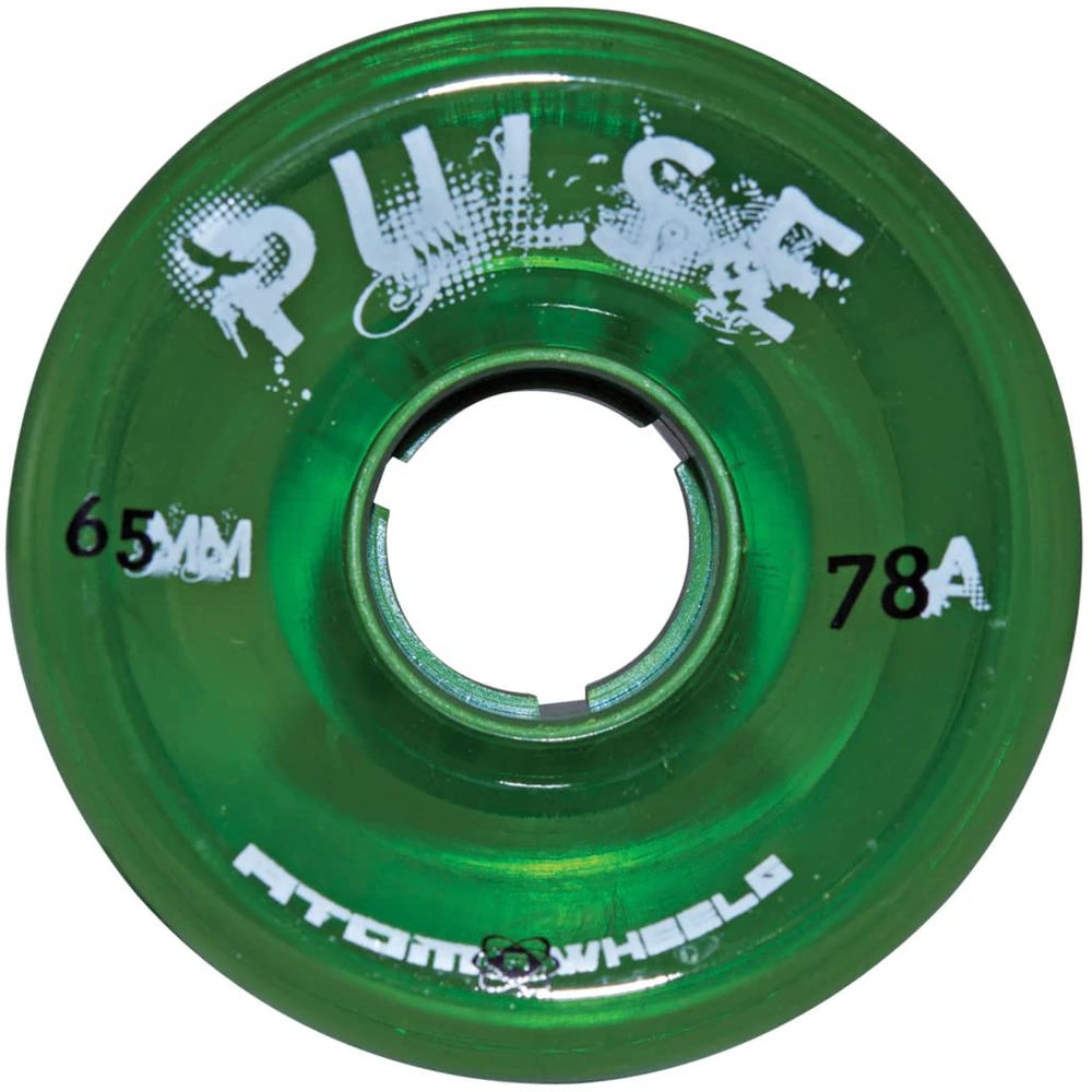 Atom Skates Quad Roller Wheels/Outdoor/Hardness 78A / 65x37 Green Pulse/Set of 4