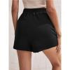 Womens 5" Terry Shorts Loose Comfy Yoga Sweat Cotton Shorts Athletic Fit High Waist Pockets Running Lounge Short Pant Black view 3