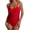 Black Net Swimwear Female One-Piece Swimsuit Push Up for Beach Pool Bather Swimming Body Bathing Suit (A20427D,L) view 1