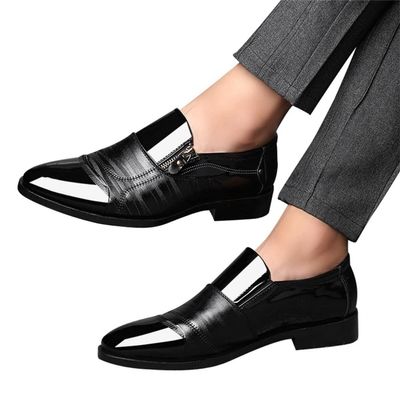 Hbeylia Mens Tuxedo Shoes Patent Leather Lace Up Formal Business Oxford Dress Shoes Classic Fashion Closed Pointed Toe Leather Tuxedo Oxford Wingtip Dress Shoes for Men Business Office Work Wedding