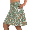 ANIVIVO Women's Skorts Skirts 20" Knee Length,Long Tennis Golf Sports Casual Skirts with High Waisted Zipper Pockets(Green Floral,L) view 1