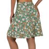ANIVIVO Women's Skorts Skirts 20" Knee Length,Long Tennis Golf Sports Casual Skirts with High Waisted Zipper Pockets(Green Floral,L) view 3