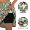 ANIVIVO Women's Skorts Skirts 20" Knee Length,Long Tennis Golf Sports Casual Skirts with High Waisted Zipper Pockets(Green Floral,L) view 4