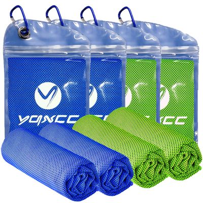 YQXCC 4 Pack Cooling Towels | 40"x12" | Cool for Neck and Face | Microfiber Soft Breathable Chilly | for Yoga, Sport, Golf, Gym, Camping, Running & More Activities