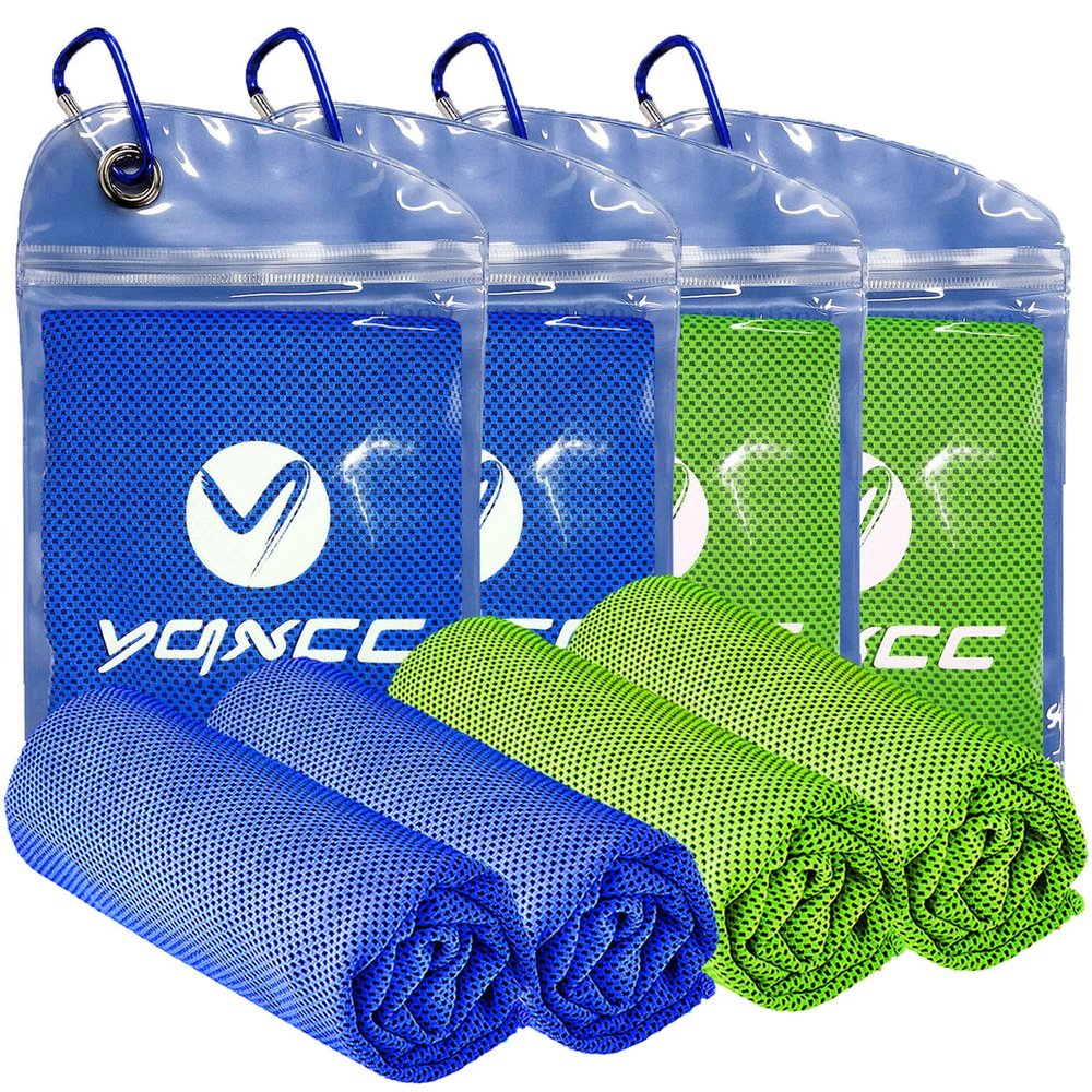 YQXCC 4 Pack Cooling Towels | 40"x12" | Cool for Neck and Face | Microfiber Soft Breathable Chilly | for Yoga, Sport, Golf, Gym, Camping, Running & More Activities