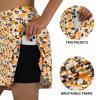 ANIVIVO Women's Skorts Skirts 20" Knee Length,Long Tennis Golf Sports Casual Skirts with High Waisted Zipper Pockets(Yellow Floral,M) view 4