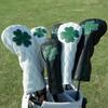 Golf Club Headcover Live Lucky 3 Wood Headcover Magnetic Closure Elegant Embroidery Premium Leather Driver Covers Fairway Wood Covers Hybrid Headcover Shamrock Golf Head Covers view 3