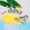 Manyakai Kids Girls 3 Piece Bikini Bathing Suit Floral Printed Hawaiian Tankini Set Beach Sports Swimsuit Yellow 4 Years view 3