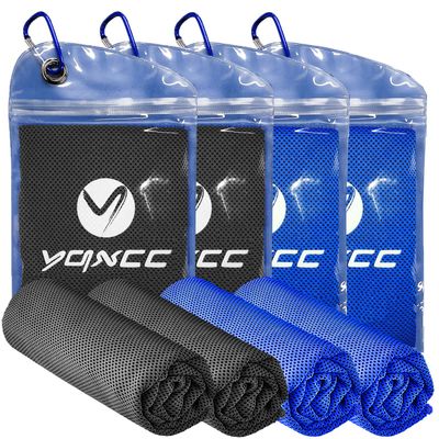 YQXCC Cooling Towels | 4 Pack 47"x12" | Ice Cool for Neck | Microfiber Soft Breathable Chilly | for Yoga, Sports, Golf, Gym, Camping, Running, Fitness, Workout & More Activities