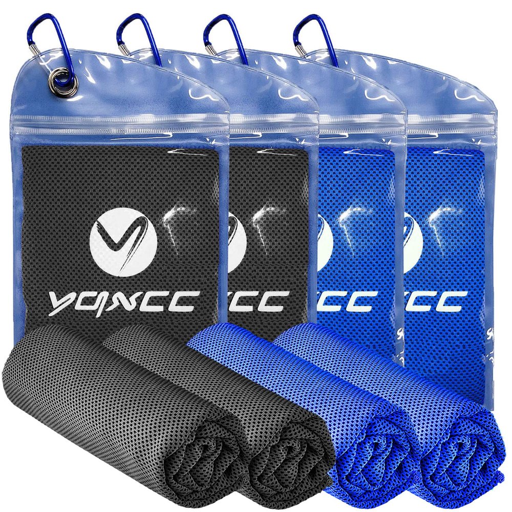 YQXCC Cooling Towels | 4 Pack 47"x12" | Ice Cool for Neck | Microfiber Soft Breathable Chilly | for Yoga, Sports, Golf, Gym, Camping, Running, Fitness, Workout & More Activities
