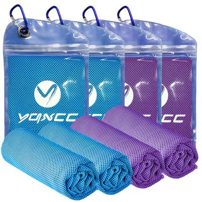 YQXCC 4 Pack Cooling Towels | 40"x12" | Cool for Neck and Face | Microfiber Soft Breathable Chilly | for Yoga, Sport, Golf, Gym, Camping, Running & More Activities