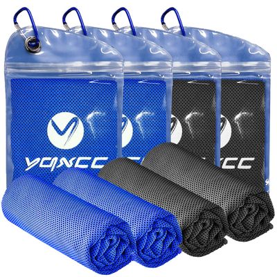 YQXCC 4 Pack Cooling Towels | 40"x12" | Cool for Neck and Face | Microfiber Soft Breathable Chilly | for Yoga, Sport, Golf, Gym, Camping, Running & More Activities