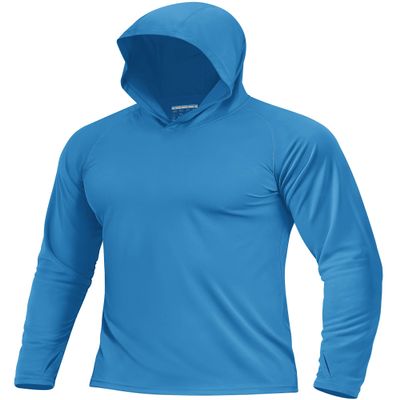 Boladeci Mens Long Sleeve Shirts Fishing Lightweight Hoodie UPF 50+ UV Protection Summer Hoodies SPF Rash Guard Swim Teal S