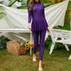 Muslim Swimsuits for Women One-Piece Zipper Modest Swimsuit Full Cover Islamic Long Sleeve Burkini Swimming Costume Swim Top Pants Swimwear Rush Guard Arabic Bathing Suit Purple Small view 4