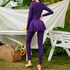 Muslim Swimsuits for Women One-Piece Zipper Modest Swimsuit Full Cover Islamic Long Sleeve Burkini Swimming Costume Swim Top Pants Swimwear Rush Guard Arabic Bathing Suit Purple Large view 2