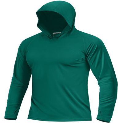 Boladeci Fishing Shirts for Men Long Sleeve Swim Shirts UPF 50+ Sun Protection Clothing Fishing Hoodie Quick Dry SPF Gifts Emerald Green M