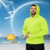 Boladeci Mens Long Sleeve Swim Shirts Fishing Hoodie UPF UV Protection Hooded Sun Shirts Lightweight Summer SPF Rash Guard Shirt with Hood Neon Green XXL view 3