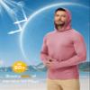 Boladeci Fishing Apparel for Men Hoodie UPF 50+ UV Protection Hooded Sun Shirts Long Sleeve Summer SPF Rash Guard Swim Gifts Pink XXL view 3