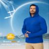 Boladeci Fishing Shirts for Men Long Sleeve Hoodie UV Protection Hooded Sun Shirts Summer Water SPF Rash Guard Swim Hiking Gifts Bright Blue XL view 3