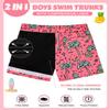 Century Star Boys Swim Trunks with Compression Liner Size 10-12-Anti Chafe Quick Dry Bathing Suit Beach Shorts for Kids Pink Pineapple view 4