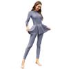 IBTOM CASTLE Muslim Swimsuits for Women One-Piece Zipper Modest Swimsuit Full Cover Islamic Long Sleeve Burkini Swimming Costume Swim Top Pants Swimwear Rush Guard Arabic Bathing Suit Grey 3X-Large view 1
