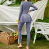 IBTOM CASTLE Muslim Swimsuits for Women One-Piece Zipper Modest Swimsuit Full Cover Islamic Long Sleeve Burkini Swimming Costume Swim Top Pants Swimwear Rush Guard Arabic Bathing Suit Grey 3X-Large view 2
