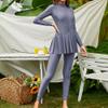IBTOM CASTLE Muslim Swimsuits for Women One-Piece Zipper Modest Swimsuit Full Cover Islamic Long Sleeve Burkini Swimming Costume Swim Top Pants Swimwear Rush Guard Arabic Bathing Suit Grey 3X-Large view 4