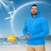 Boladeci Fishing Hoodie for Men UV Protection Hooded Sun Shirts Long Sleeve Swim Shirts Summer Clothes Water SPF Rash Guard Swim Azure XL view 3