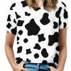 Cow Print Funny Short Sleeve T Shirt Printed Tunic Tops Casual Tee Men Women view 1
