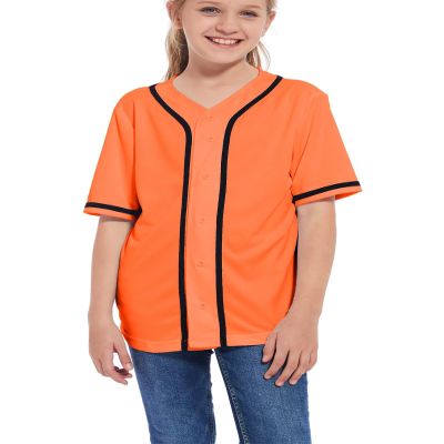 ACEFAST INC Kids Baseball Jersey Button Blank Softball Team Uniform Girls Boys Hip Hop T-Shirt Solid Color Sweatshirt