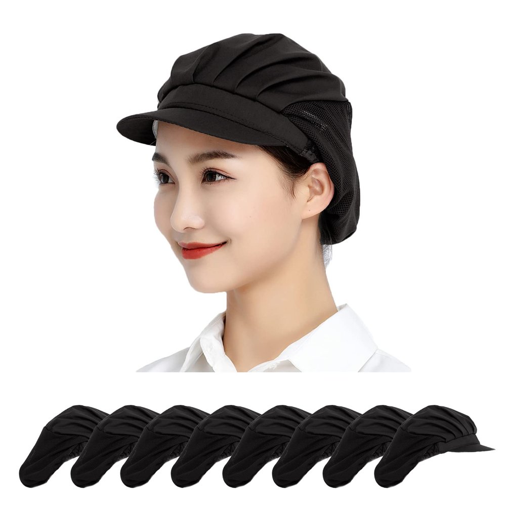 Jaspfct 8pcs Chef Hat Food Service Hairnets Kitchen Cooking Cap for Women HT001B8