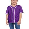 ACEFAST INC Kids Baseball Jersey Button Blank Softball Team Uniform Girls Boys Hip Hop T-Shirt Solid Color Sweatshirt Purple