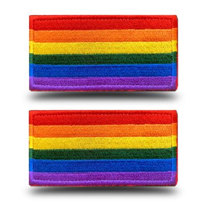 Antrix 2 Packs Rainbow Flag Sign Patch LGBT Gay Lesbian Peace Pride Logo Full Embroidered Hook and Loop Patch Tactical Funny Rainbow Symbol for Team Clothes Hat Jacket Backpack