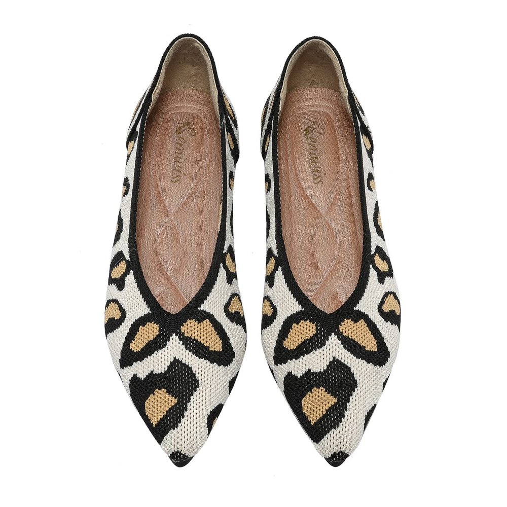 Semwiss Women's Ballet Flats Comfortable Casual Dressy Shoes,Work Flats Office Shoes Pointed Toe Leopard Flats Leopard Size 9