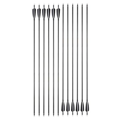 ZSHJGJR 12PCS 34Inch Carbon Arrow, with Removable Tips and 4inch Feathers for Compound Recurve Bow Hunting Archery