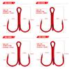Conskyee 100pcs Fishing Treble Hooks Size 4 High Carbon Triple Barbed Steel Fish Hooks (Red) view 2