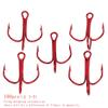 Conskyee 100pcs Fishing Treble Hooks Size 4 High Carbon Triple Barbed Steel Fish Hooks (Red) view 3