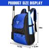 DAREKUKU Baseball Backpack, Softball Bat Bag, Breathable T-Ball & Baseball Equipment & Gear, Durable Bat Backpack With Fence Hook, Shoe Compartment, Hold Bat, Glove, Helmet, Cleats view 3