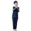 Girls Muslim Swimsuit Sweetheart Pattern Top + Pants Full Coverage Swimwear Modest Islamic Hijab Cap Beachwear Swimming Elastic Waistband Burkini Bathing Suit Navy Blue 3-4 Years view 1