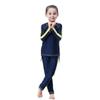 Girls Muslim Swimsuit Sweetheart Pattern Top + Pants Full Coverage Swimwear Modest Islamic Hijab Cap Beachwear Swimming Elastic Waistband Burkini Bathing Suit Navy Blue 3-4 Years view 2