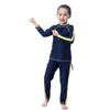 Girls Muslim Swimsuit Sweetheart Pattern Top + Pants Full Coverage Swimwear Modest Islamic Hijab Cap Beachwear Swimming Elastic Waistband Burkini Bathing Suit Navy Blue 3-4 Years view 3
