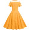 50s Polka Dot Dress Short Sleeves Rockabilly Vintage Dress 1950s Lapel Collar Pinup Dress 1960 Tea Party Swing Dresses Audrey Hepburn Style Casual Office Dress 1950s Housewife Dresses Yellow X-Large view 3