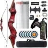60 Inch Black Hunter Recurve Bow 20-60lbs Bow and Arrow Set with Bow Bag and Arrow Quiver Right Hand Archery Set Adult Beginner Hunting Shooting (45LBS) view 1