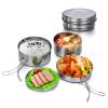 Lixada Camping Cookware Set, 4PCS Portable Stainless Steel Camp Cook Set, Lightweight Stackable Camping Pots and Pans Plate Set Camping Gear for Outdoor Backpacking Camping Hiking Picnic view 1